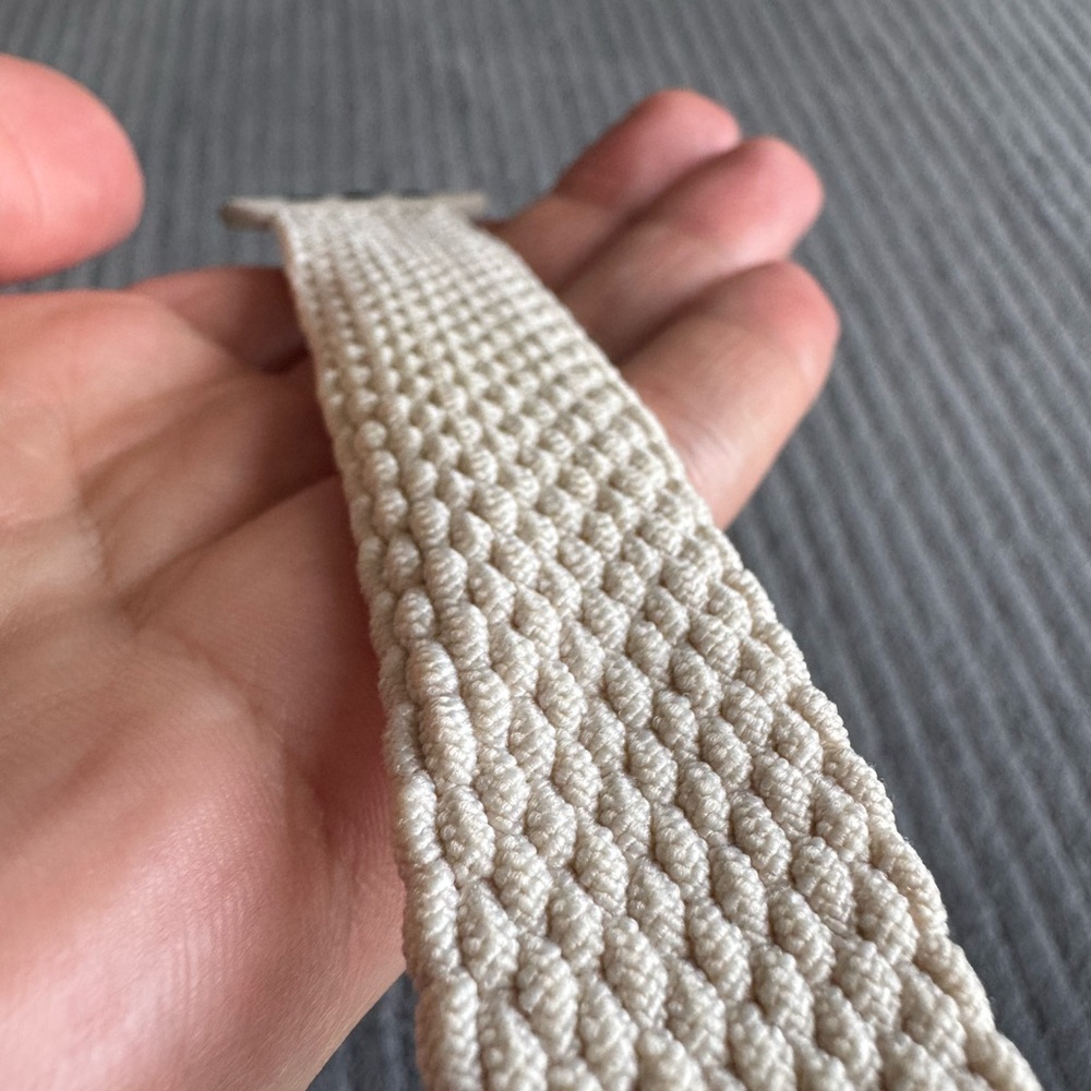 Braided Solo Loop Apple Watch Band Beige/Cream 42/44/45mm (Size S) - Picture 4 of 13